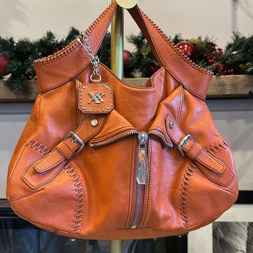 Maxx New York burnt orange leather shoulder bag
